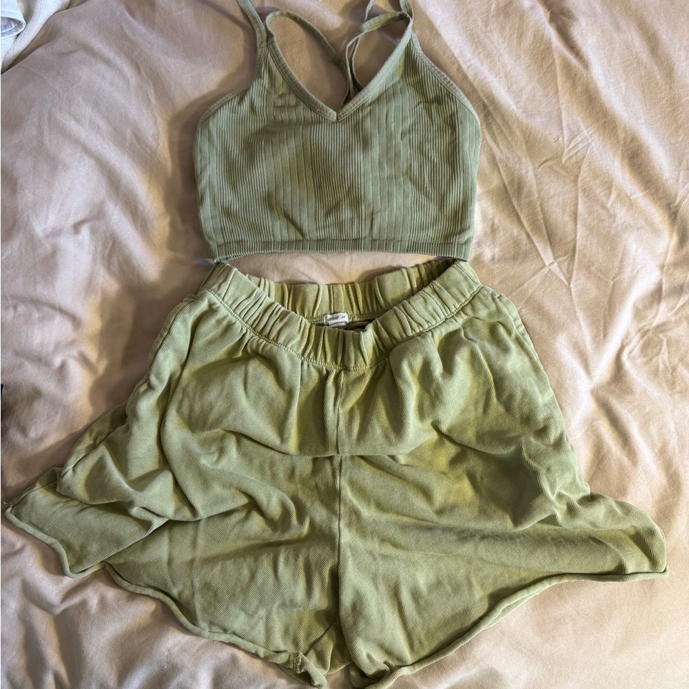 Stylish Green Two-Piece Set